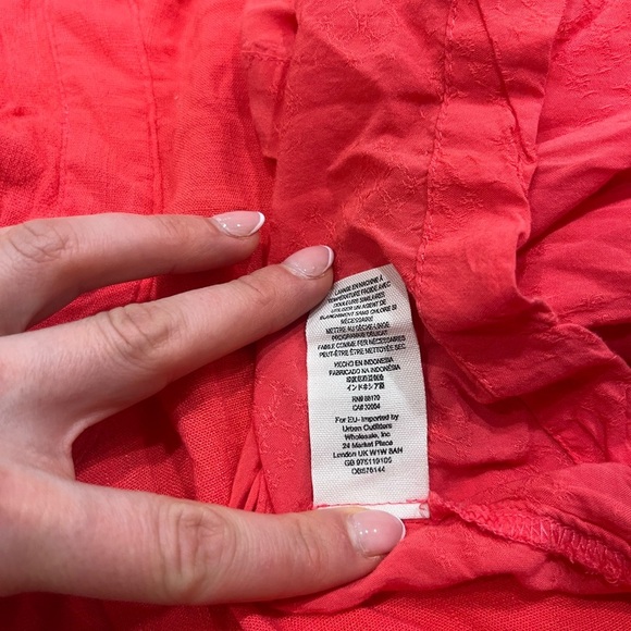 Free People Lovely Day Button Down Flowy Tunic | Red/Pink | Size Small - Picture 9 of 10